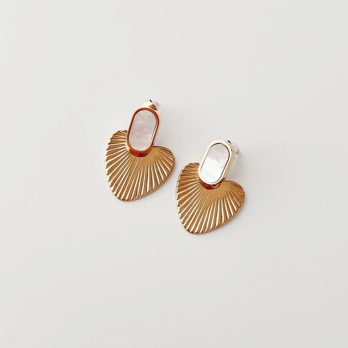 Heliophilia Silver Pendientes de Acero Inoxidable 316L Dorados para Mujer, Resistentes a la Corrosión y al Agua, 4 cm